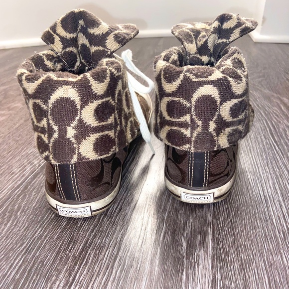 COACH Bonney Signature Lined, Fold Down High Top Sneakers - Picture 1 of 6